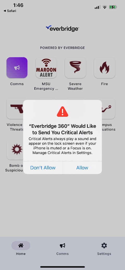 allow alerts